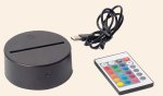 (image for) Circular Acrylic LED Light Base w/ Remote (Black)